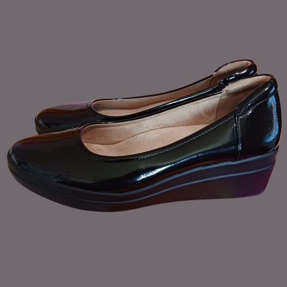 Naturalizer "Sam" Slip On Wedge Pump Confort Shoes Black Size 8M - Picture 4 of 16